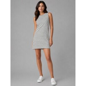 J.Crew Dress Womens Size XS Essential Knit Tank Black Ivory Striped Stretch NWT
